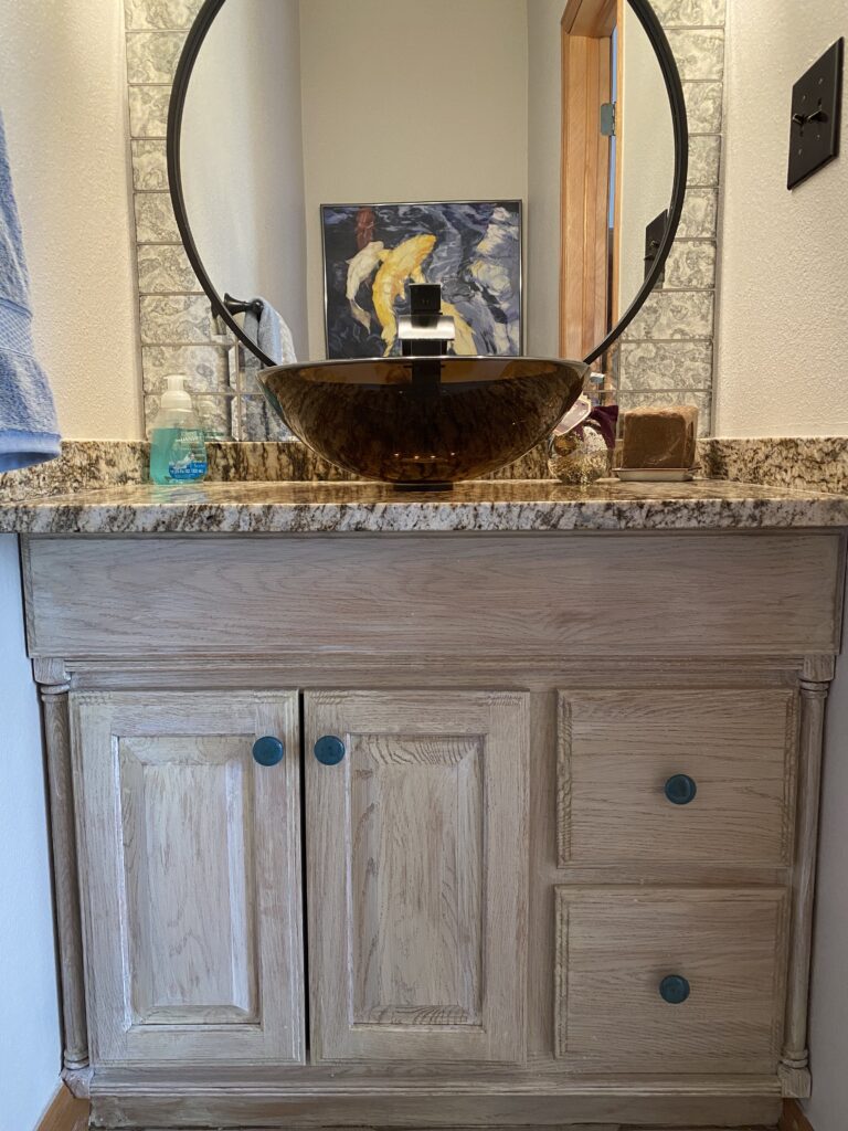 Distressed Bathroom Cabinets - French - bathroom - Woodlands Lifestyles &  Homes