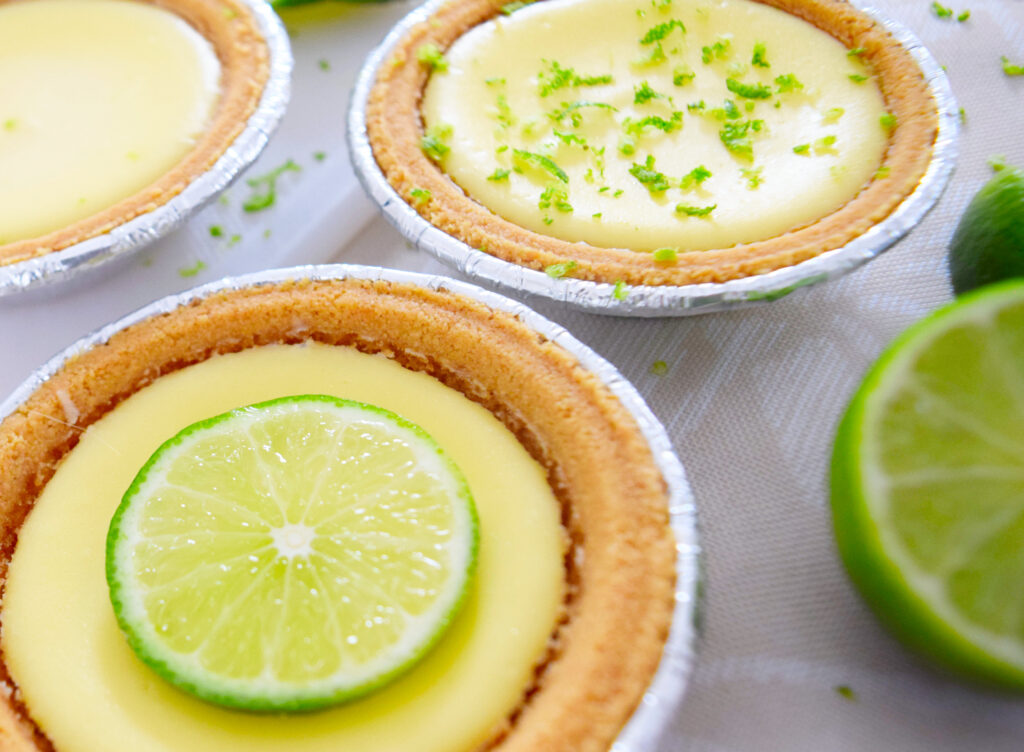 A picture of lime and goat cheese cheesecakes