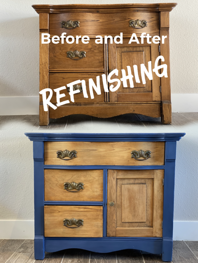 Painted and raw wood dresser refinishing DIY