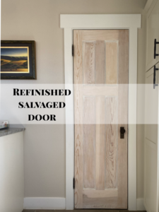 A picture of a salvaged antique door with the title "refurbished salvaged door"